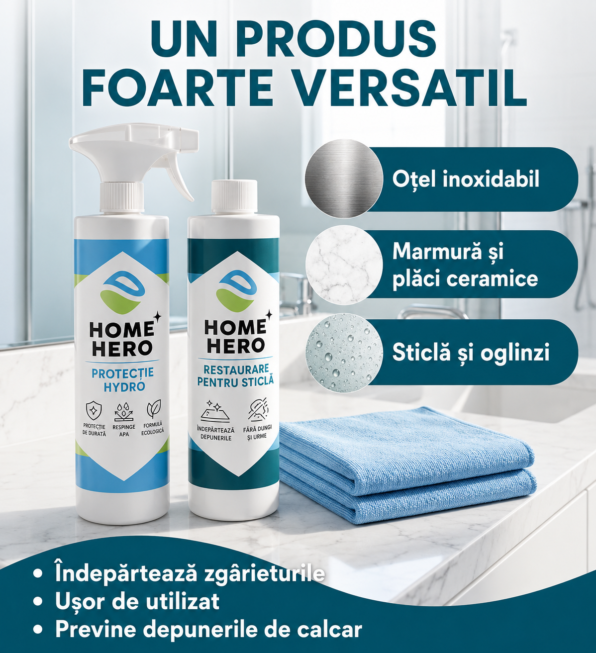 Glass Restore — îndepărtează petele de apă și calcarul