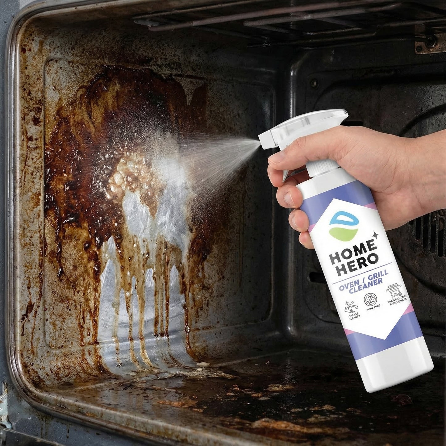 Oven & Grill Cleaner – Curăță Rapid Grăsimea Arsă & Murdăria | Soluție Puternică pentru Cuptor, Grătar & Aragaz